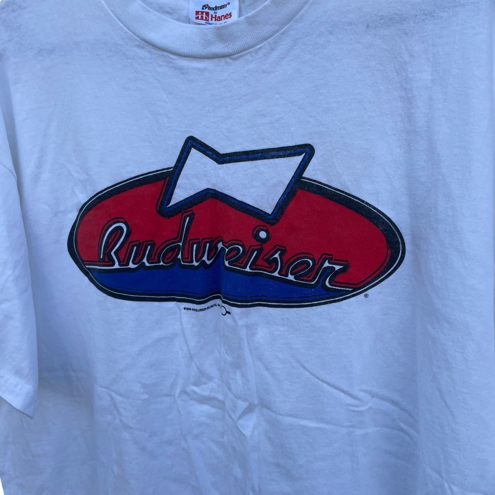 Vintage Budweiser Beer‎ Graphic Print T-Shirt 90s Style XL